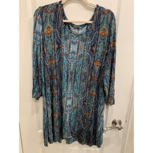 Soma Live Lounge Wear Dress Green/Blue Paisley Print Womens.  Sz XXL